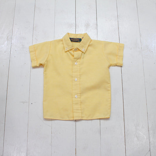 1980s/1990s Ivey League Yellow Short Sleeve Button Down Shirt Made in USA Kid's Size 3T