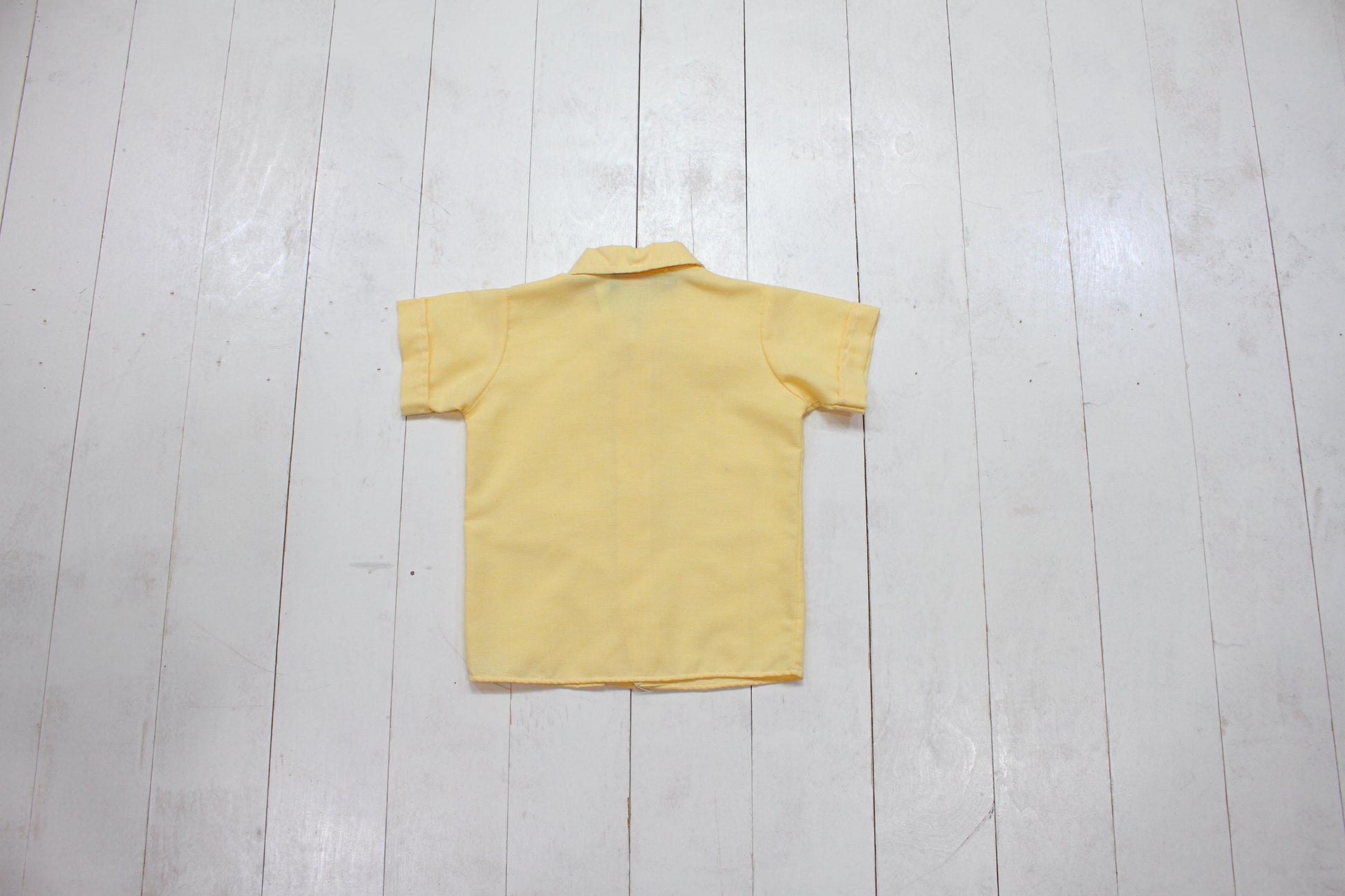 1980s/1990s Ivey League Yellow Short Sleeve Button Down Shirt Made in USA Kid's Size 3T