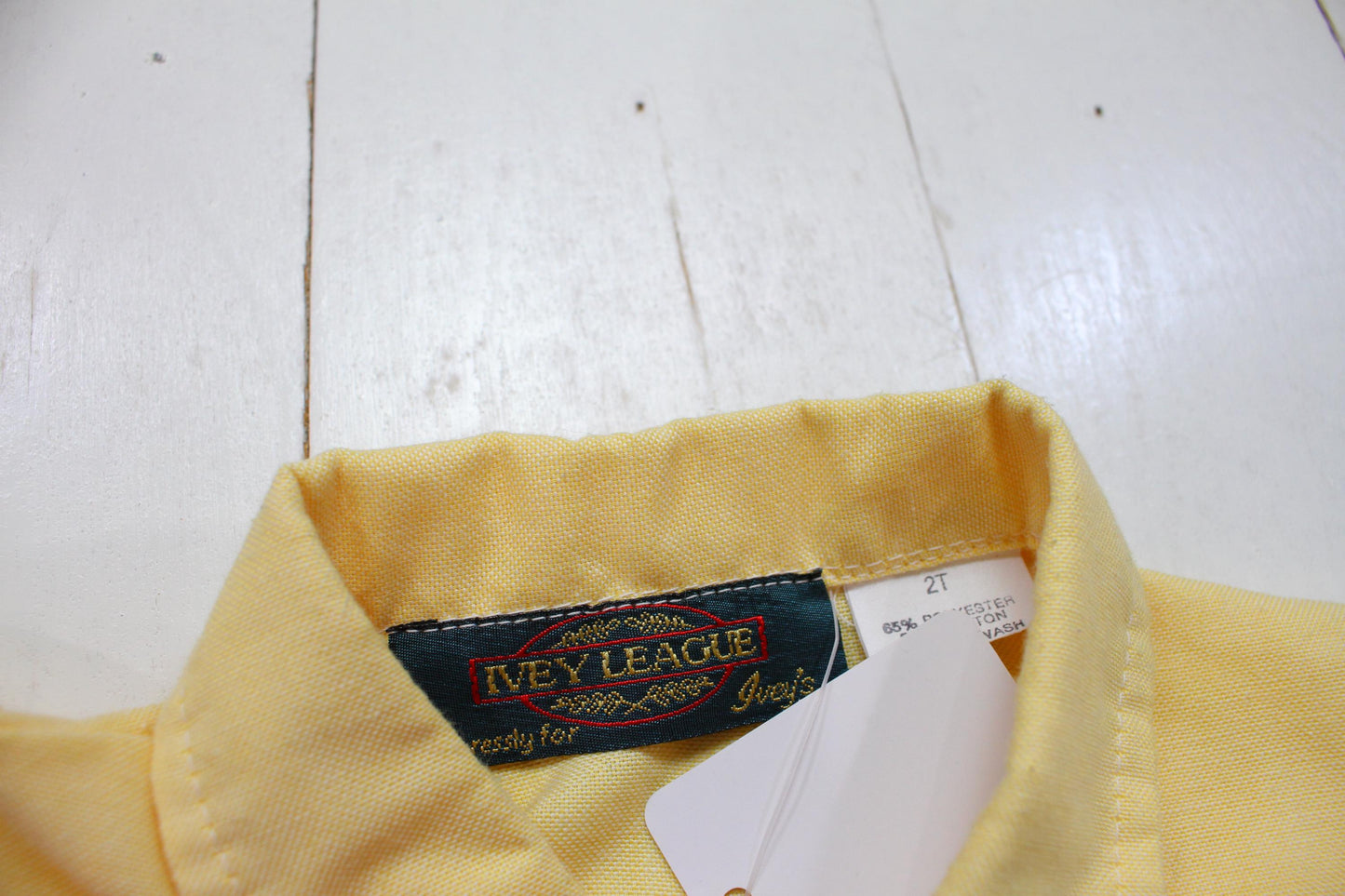 1980s/1990s Ivey League Yellow Short Sleeve Button Down Shirt Made in USA Kid's Size 3T