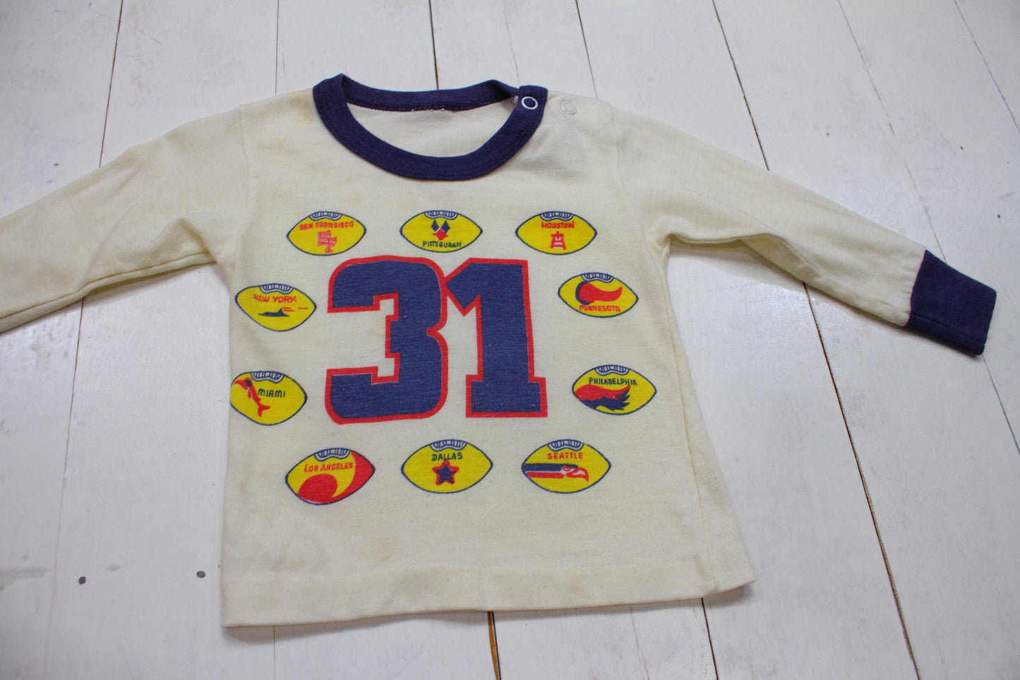 1980s NFL Football Team Logos Long Sleeve Shirt Kids Size 2T