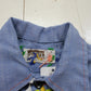 1980s Montgomery Ward Embroidered Flowers Short Sleeve Chambray Shirt Kid's Size S