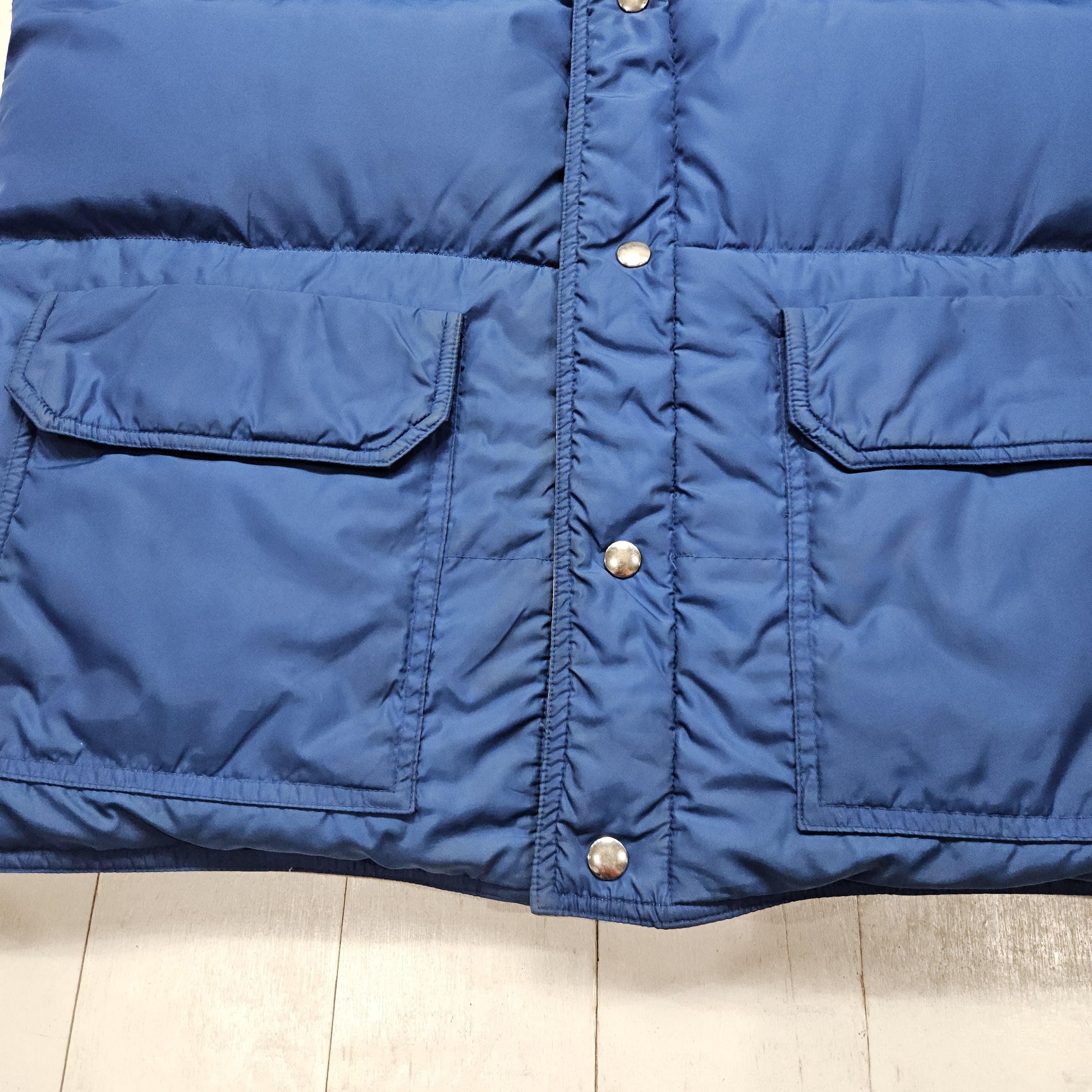 1980s EMS Blue Grey Reversible Insulated Down Vest Jacket Size L/XL