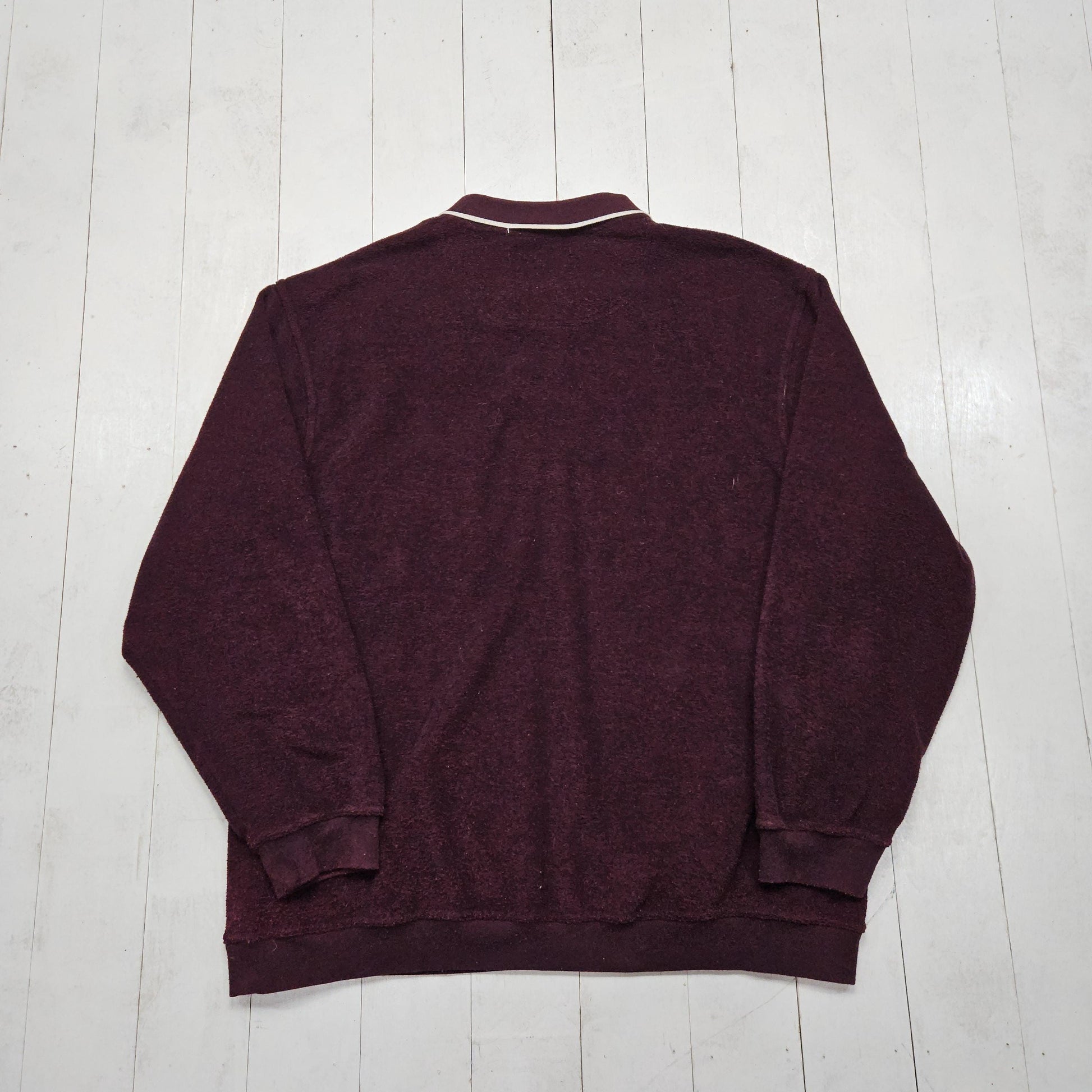 1990s/2000s Y2K Fall's Creek Burgundy Collared Pullover Fleece Sweatshirt Size XXL