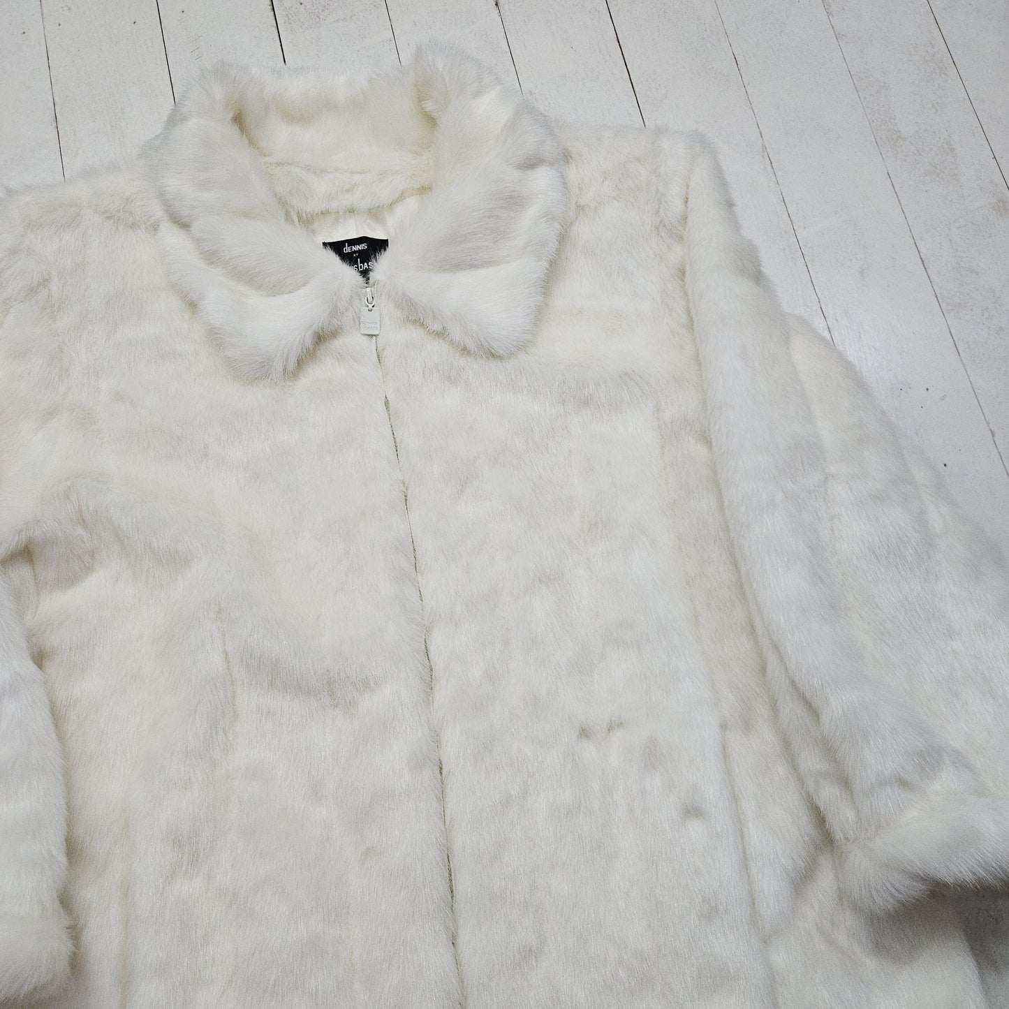 1980s/1990s Dennis Basso White Faux Fur Coat Jacket Women's Size 3XL+