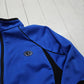 1990s Pearl Izumi Blue Fleece Cold Weather Long Sleeve Cycling Jersey Zip Up Sweatshirt Size L