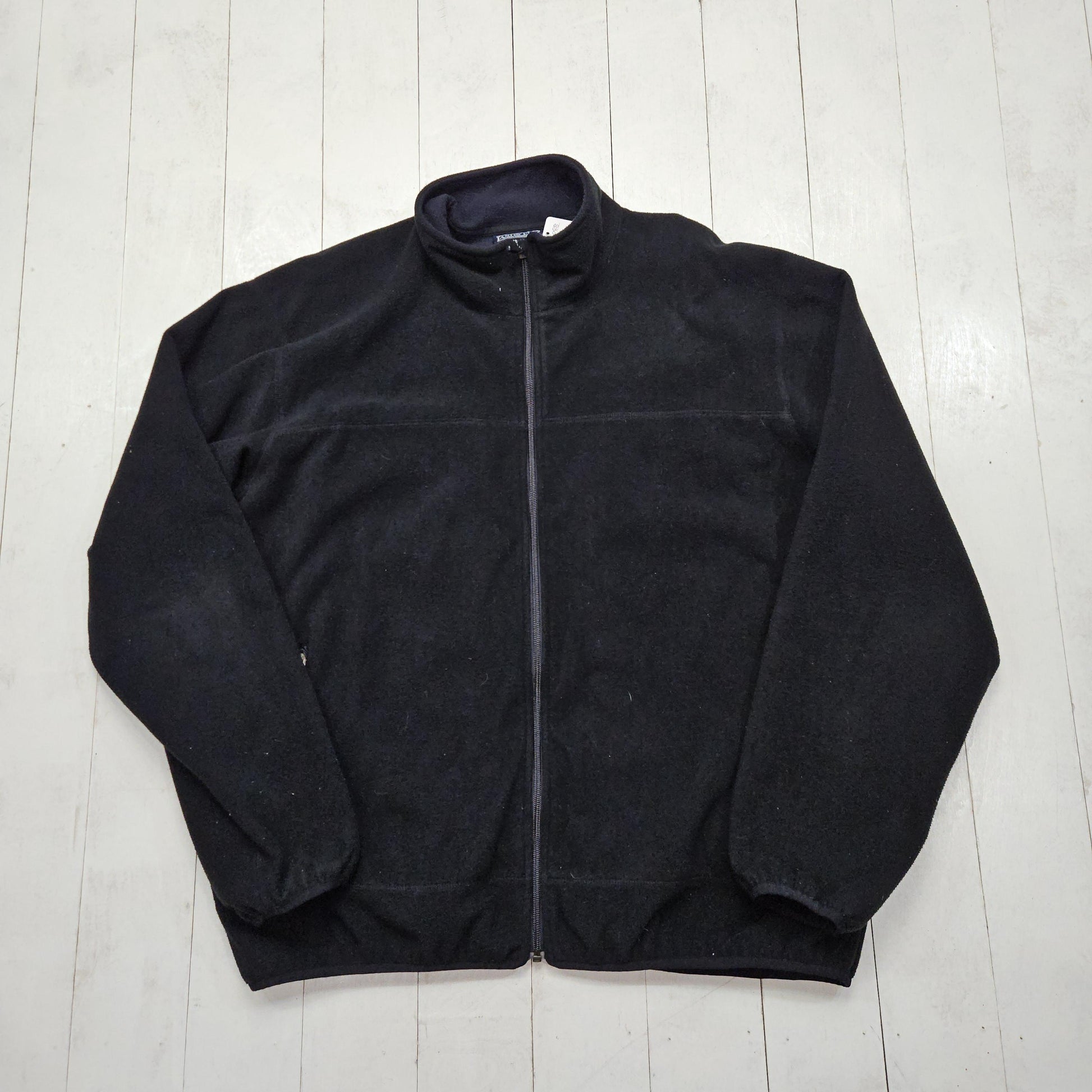 1990s/2000s Y2K Land's End Black Full Zip Fleece Sweatshirt Jacket Size L/XL