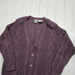 1980s Tarazzia Design Group Mauve Cable Knit Cardigan Sweater Size L