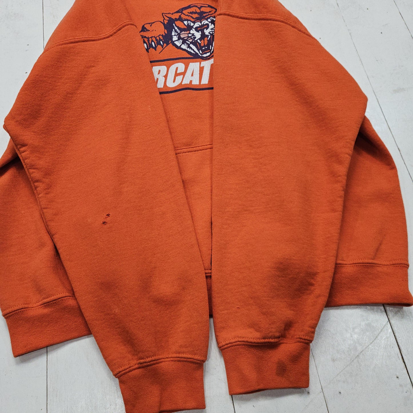 2000s Y2K Orange Bearcats School Hoodie Sweatshirt Size L