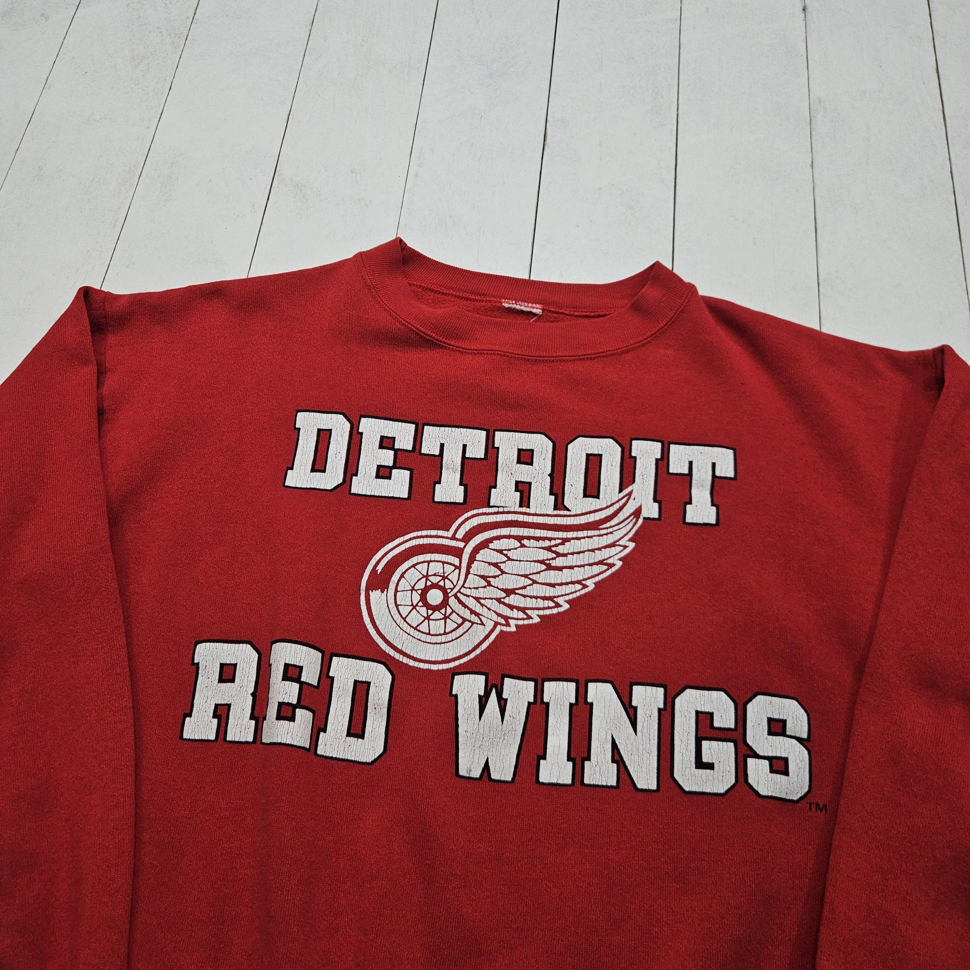 1980s Logo 7 Detroit Red Wings NHL Hockey Sweatshirt Size S/M