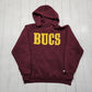 1990s Russell Athletic Burgundy Bucs CHHS Scocer Hoodie Sweatshirt Size L/XL