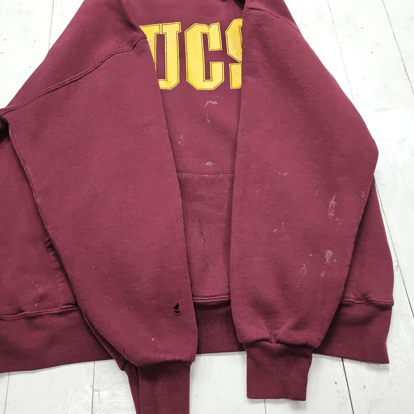 1990s Russell Athletic Burgundy Bucs CHHS Scocer Hoodie Sweatshirt Size L/XL