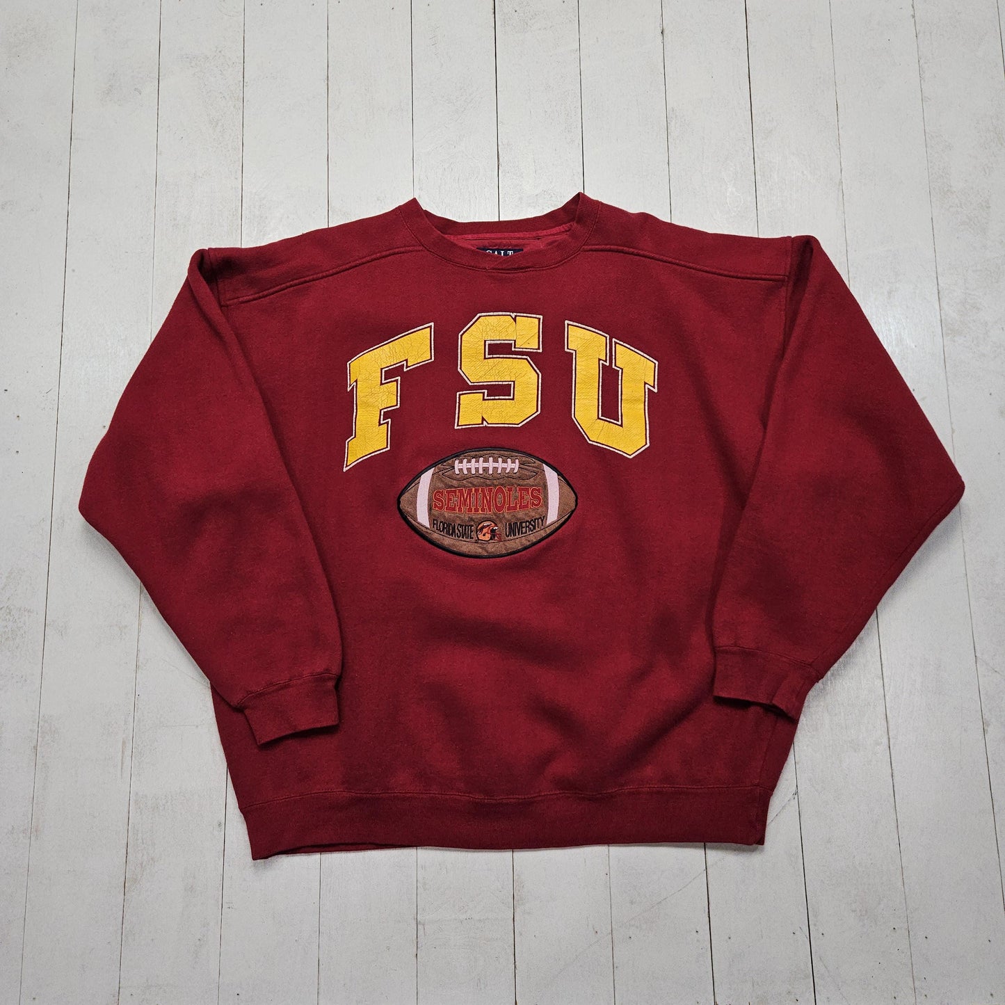 1990s Galt Crew Red Florida State University Seminoles FSU Football Embroidered Sweatshirt Size XXL