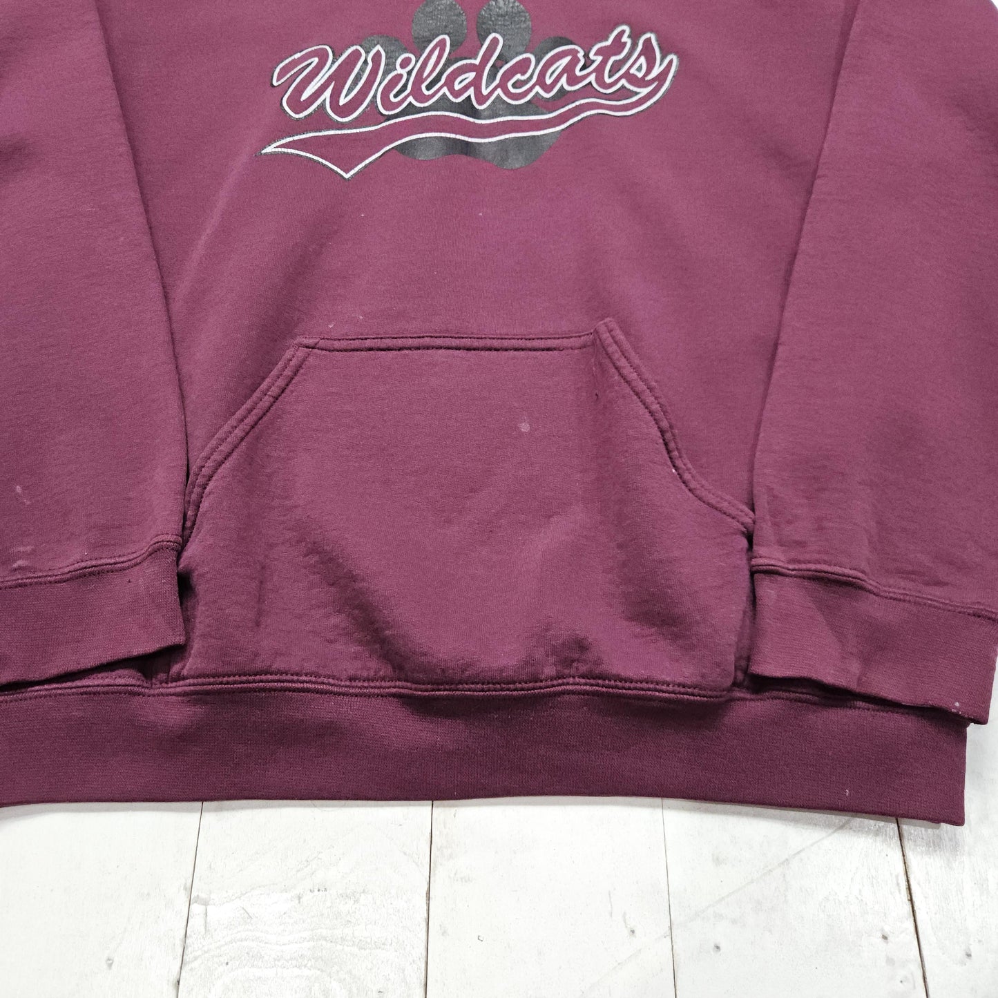 2000s Gildan Burgundy Wildcats Hoodie Sweatshirt Size M