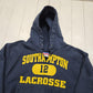 2000s Y2K Champion Blue Southampton Lacrosse Reverse Weave Hoodie Sweatshirt Size M