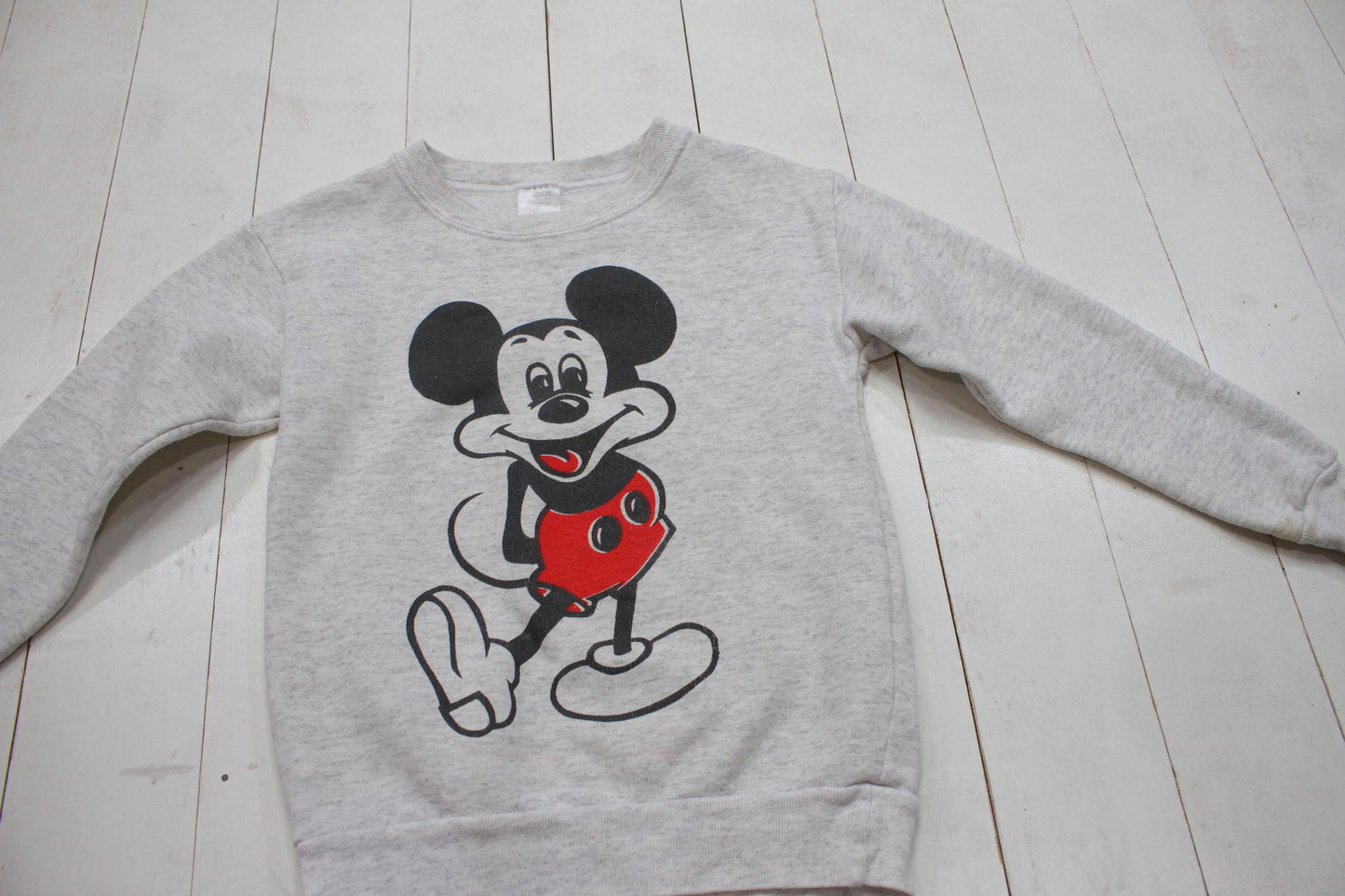 1980s Disney Grey Mickey Mouse Sweatshirt Made in USA Kid's Size M/L