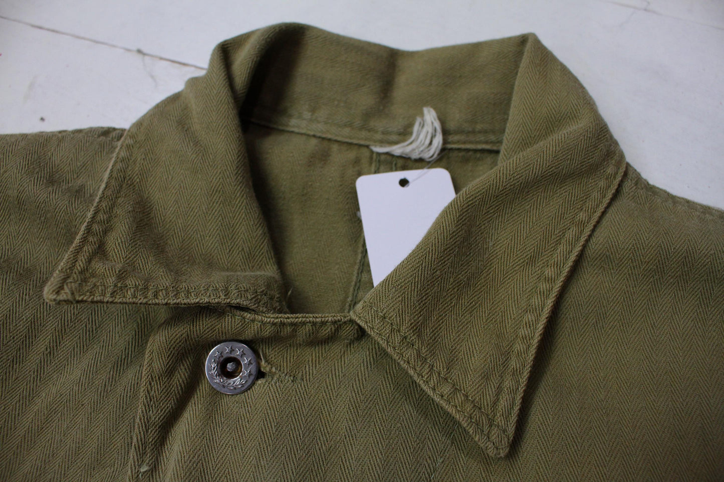 1950s/1960s Olive Green HBT Coveralls Laurel Wreath Buttons Size S/M