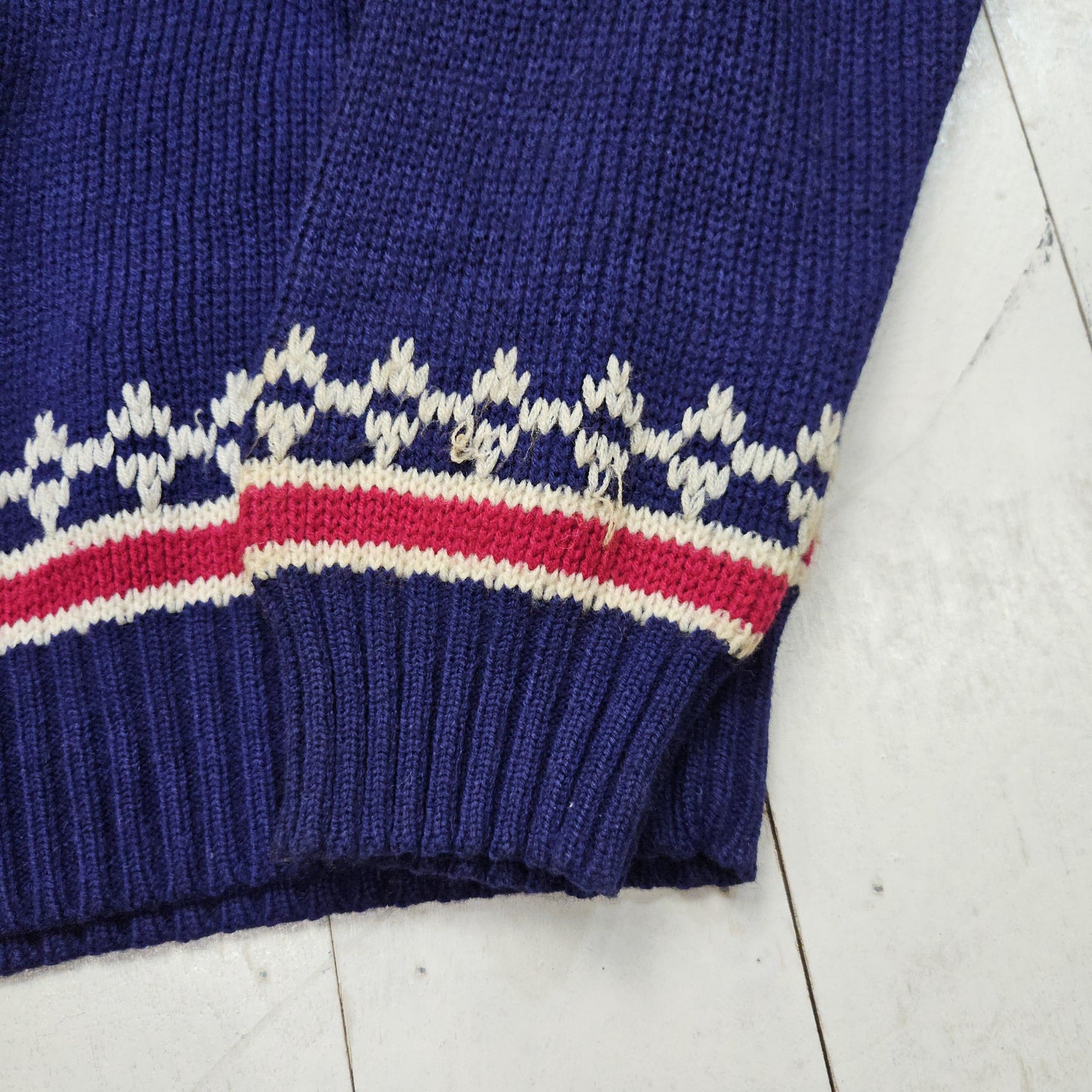 1970s/1980s JC Penney Blue Fair Isle Style Acrylic Knit Sweater Size M/L