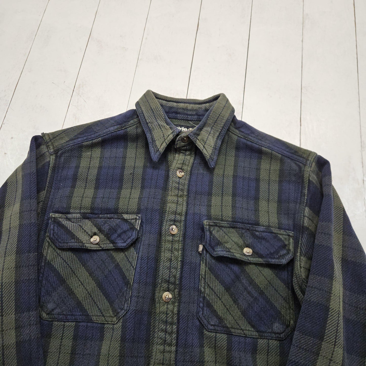 2000s Guide Series Dark Green/Navy Plaid Button Up Flannel Shirt Size S/M