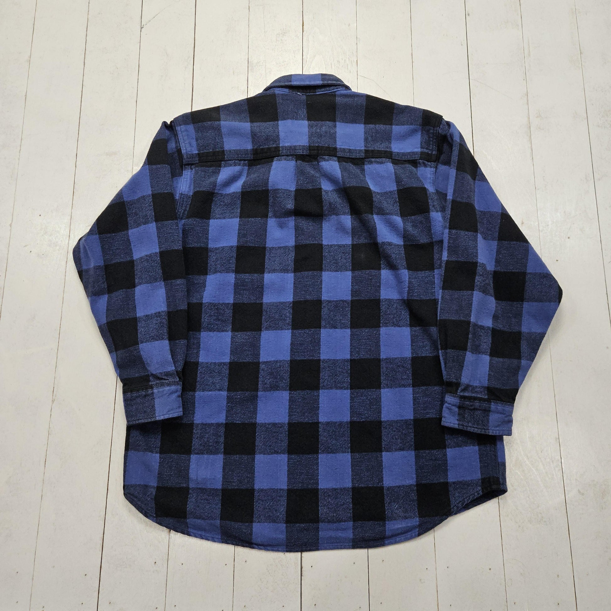 1990s/2000s Field & Stream Heavyweight Blue Buffalo Plaid Button Up Flannel Shirt L