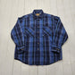 1990s 1995 St. John's Bay Heavyweight Blue Plaid Button Up Flannel Shirt Size L