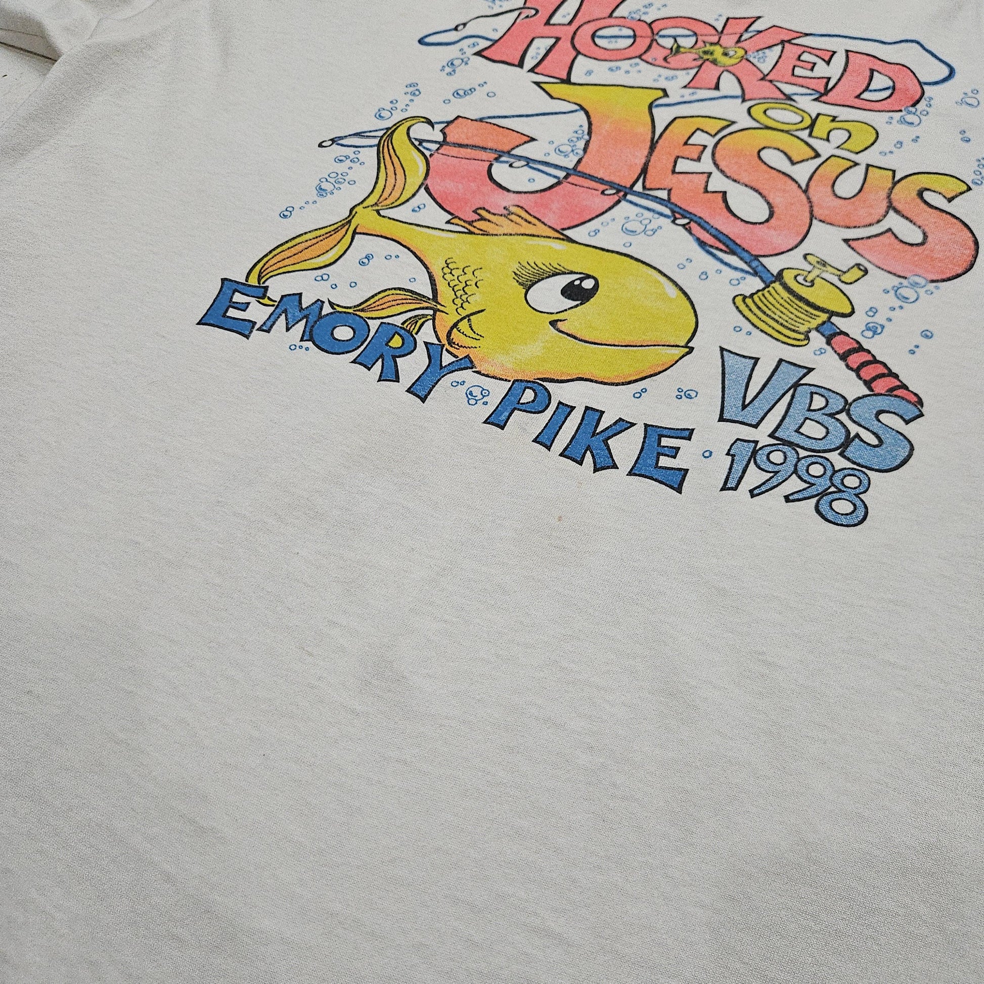 1990s 1998 Hooked on Jesus Religious Christian T-Shirt Size XL