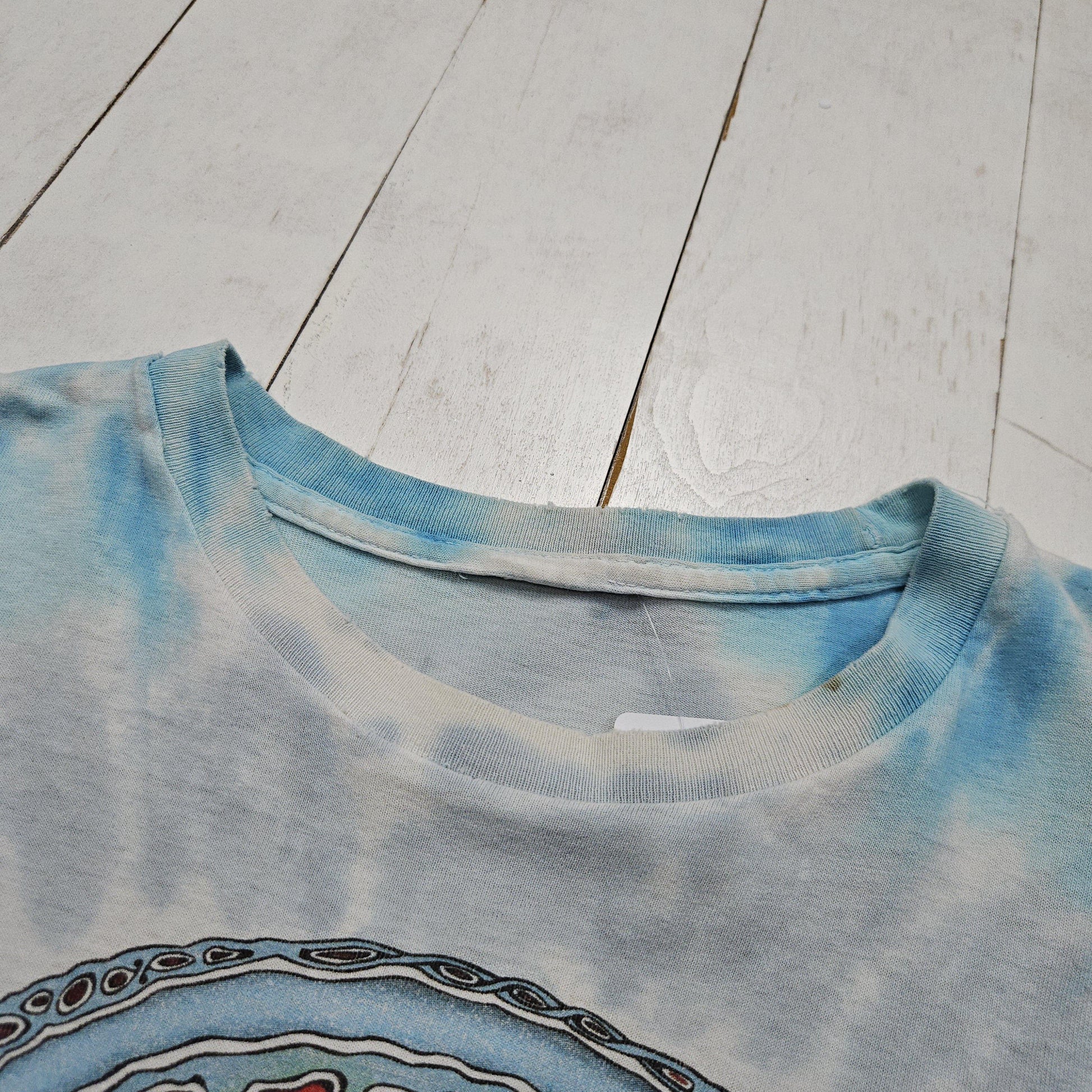 2000s 2000 Y2K Liquid Blue Grateful Dead Steal Your Face Skull Double Sided Tie Dye T-Shirt Size XL