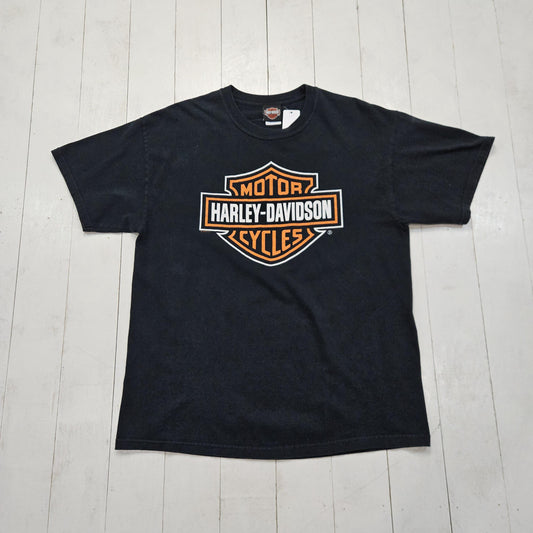 2000s Y2K 2003 Harley-Davidson Bar Shield Kingston Ontario Motocycle T-Shirt Size L