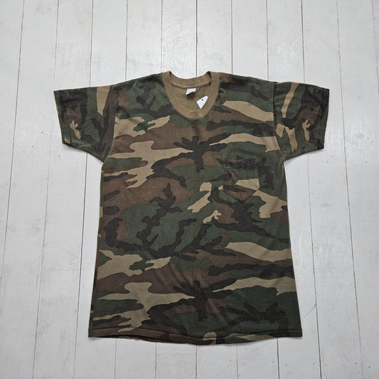 1980s 5050 Woodland Camo Pocket T-Shirt Made in USA Size M