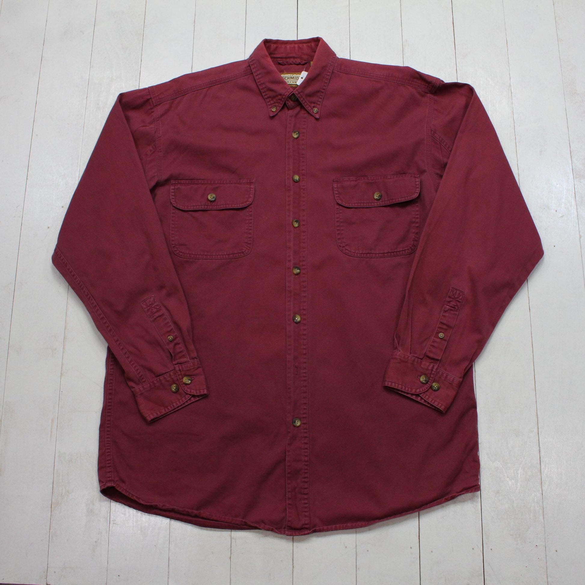 1990s/2000s Y2K CE Schmidt Burgundy Button Down Shirt Size L/XL