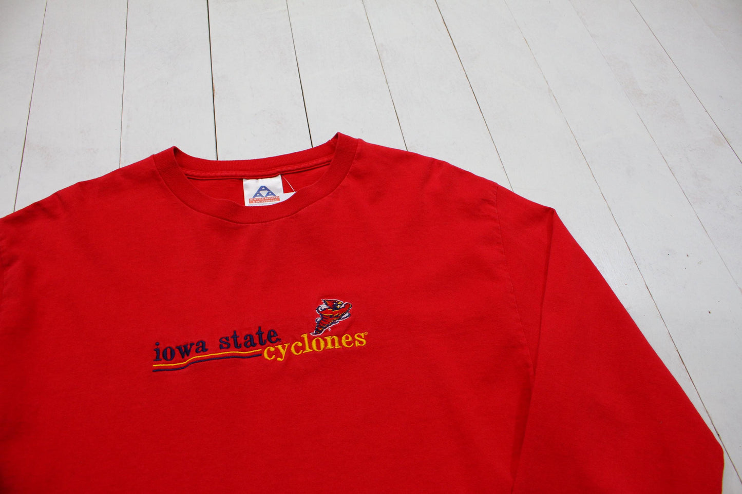 1990s/2000s Y2K Iowa State University Cyclones Red Embroidered Long Sleeve T-Shirt Size M/L