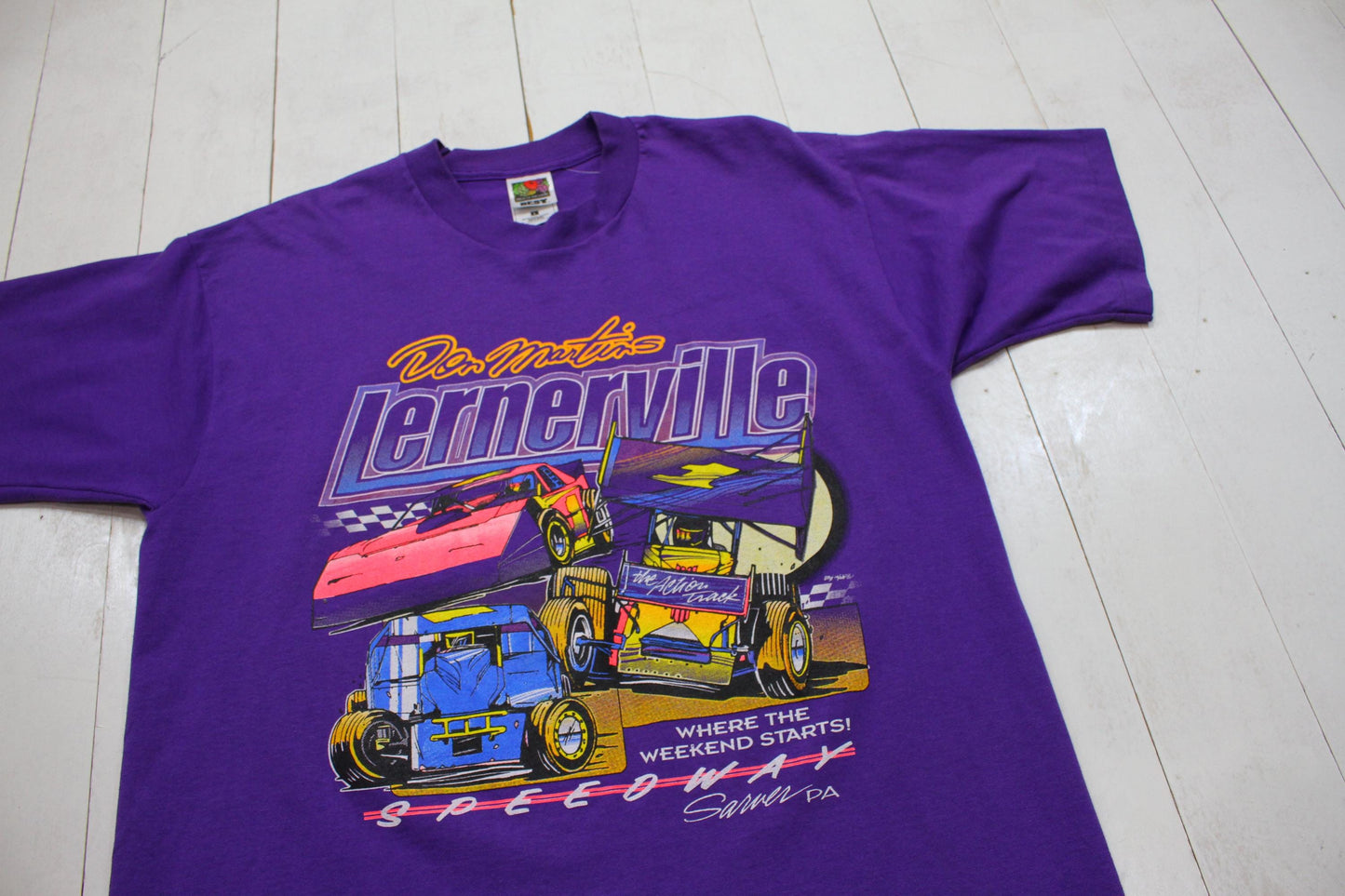 1990s/2000s Y2K Fruit of the Loom Don Martin's Lernerville Speedway Sprint Car Racing T-Shirt Size L