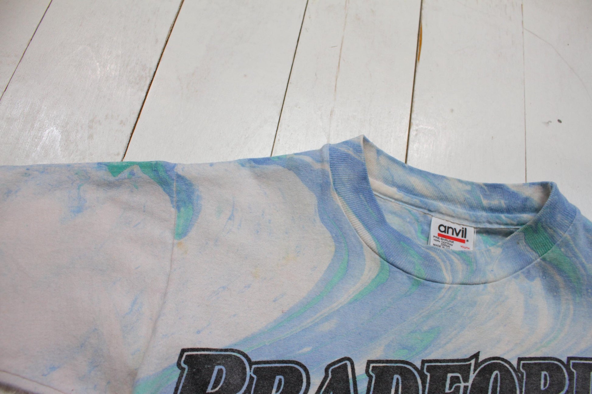 1990s Tie Dye Bradford Coal Burners T-Shirt Made in USA Size XS/S