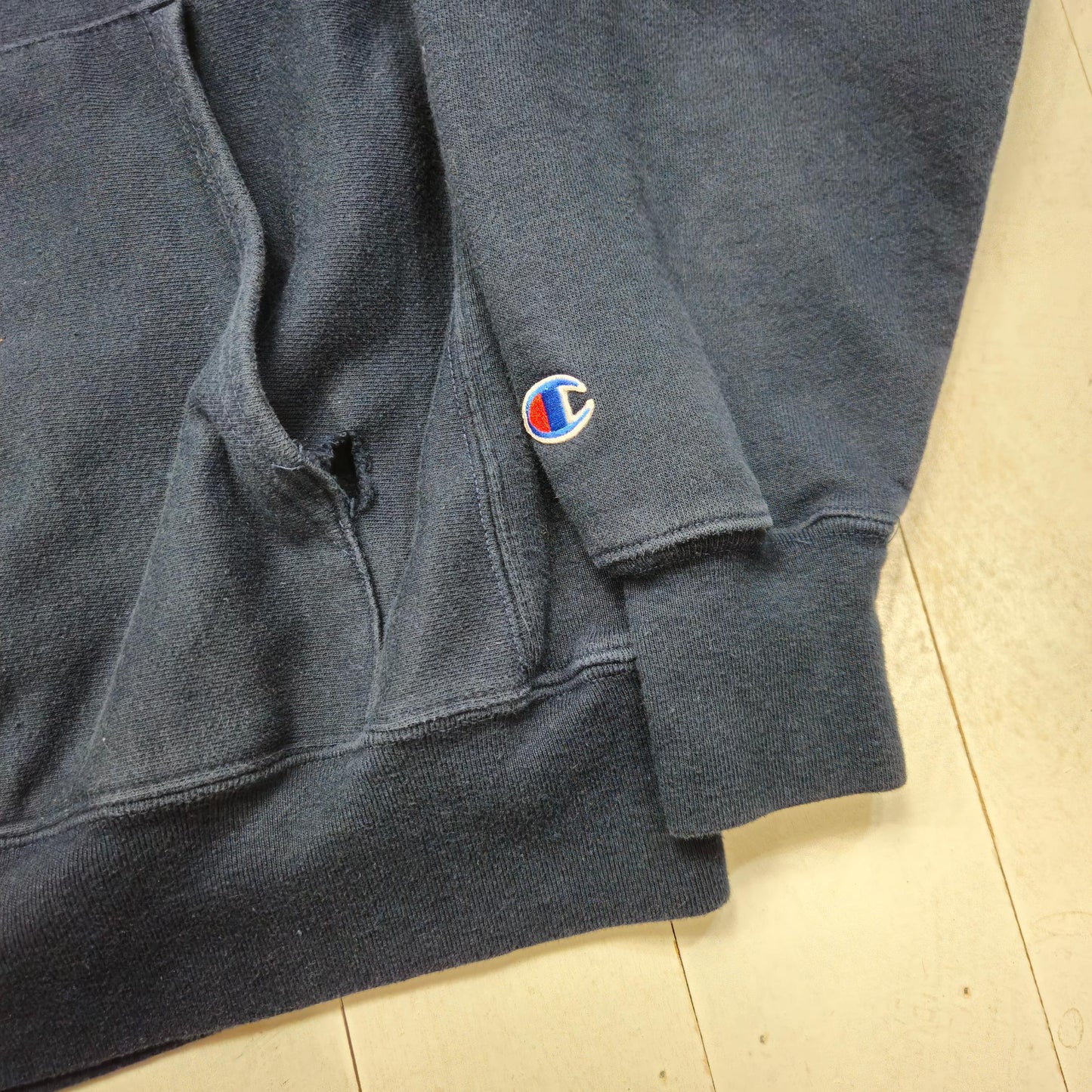 2000s Y2K Champion Blue NYAC New York Athletic Club Reverse Weave Hoodie Sweatshirt Size M/L