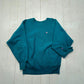 1990s Champion Teal Blank Reverse Weave Sweatshirt Made in USA Size L