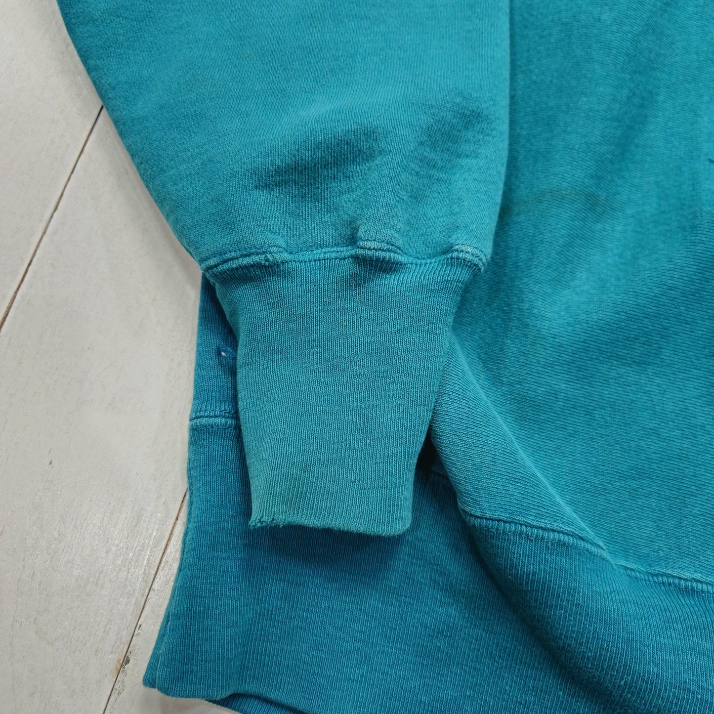 1990s Champion Teal Blank Reverse Weave Sweatshirt Made in USA Size L