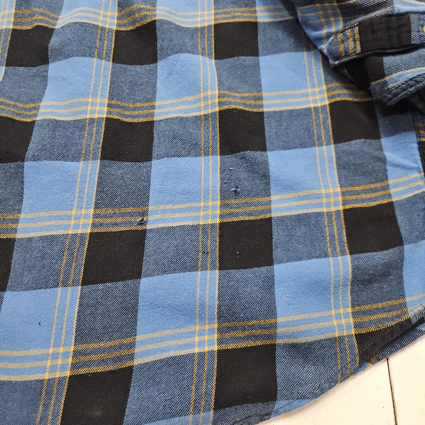 1990s/2000s Y2K GH Bass Co Blue Yellow Plaid Button Down Flannel Shirt Size L