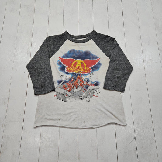 1980s 1982 Aerosmith Rock in a Hard Place Tour Band Raglan T-Shirt Size S/M