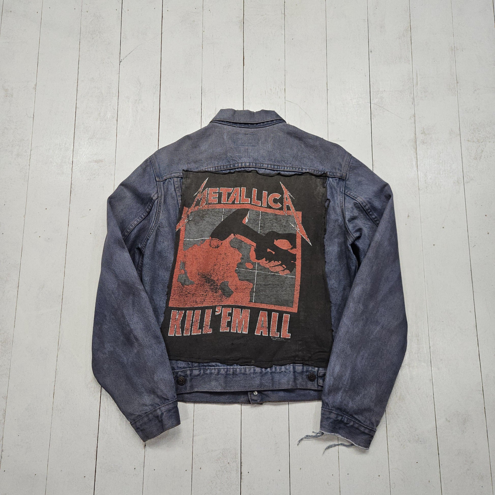 1980s/1990s Overdyed Levi's Denim Jacket Metallica Kill'Em All Back Patch Size S/M