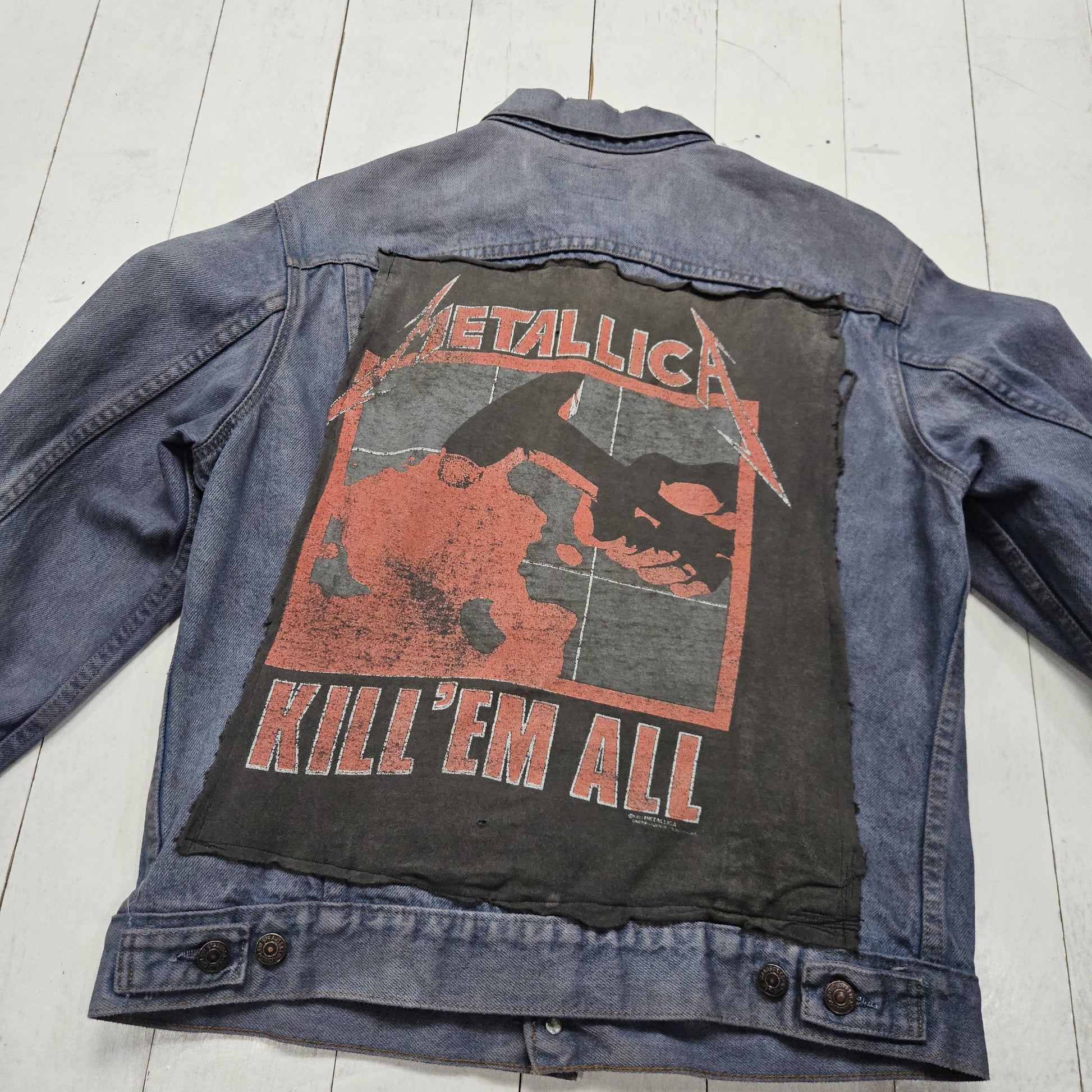 1980s/1990s Overdyed Levi's Denim Jacket Metallica Kill'Em All Back Patch Size S/M