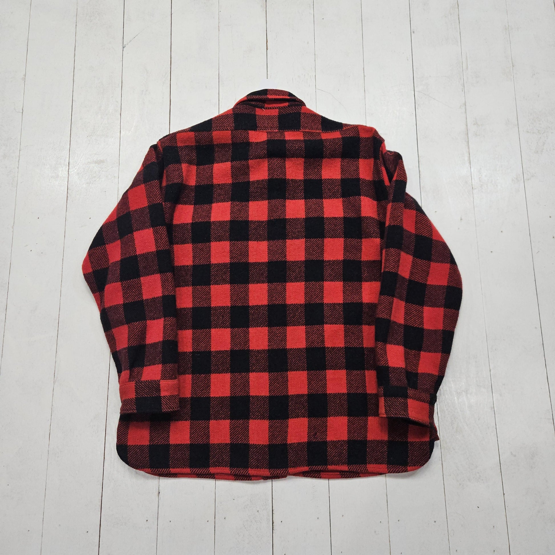 1960s/1970s King Kole Red Buffalo Plaid Wool Blend Shirt Size M/L