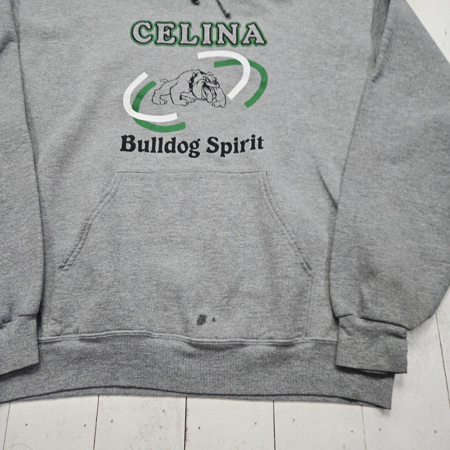 2000s Y2K Jerzees Grey Celina Bulldog Spirit Hoodie Sweatshirt Size M/L