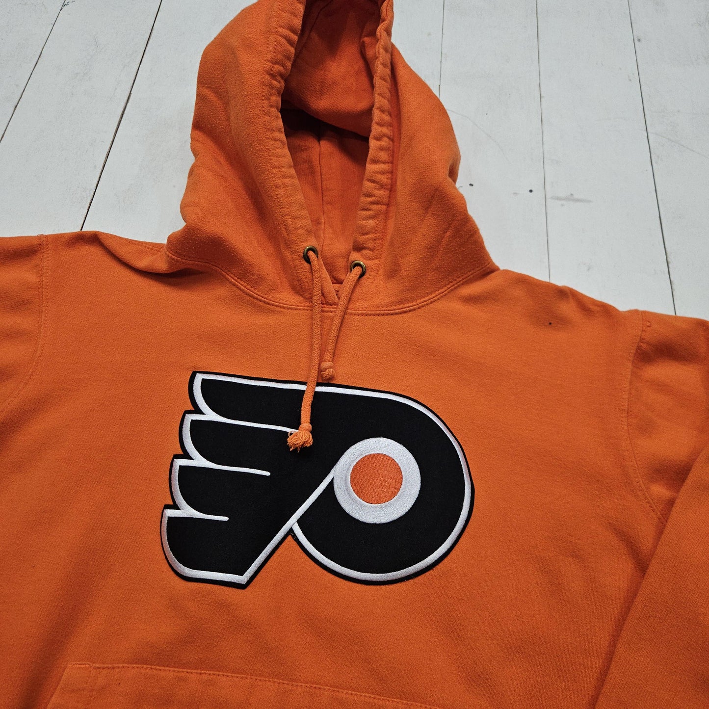 2000s Y2K Orange Philadelphia Flyers NHL Hockey Hoodie Sweatshirt Size M