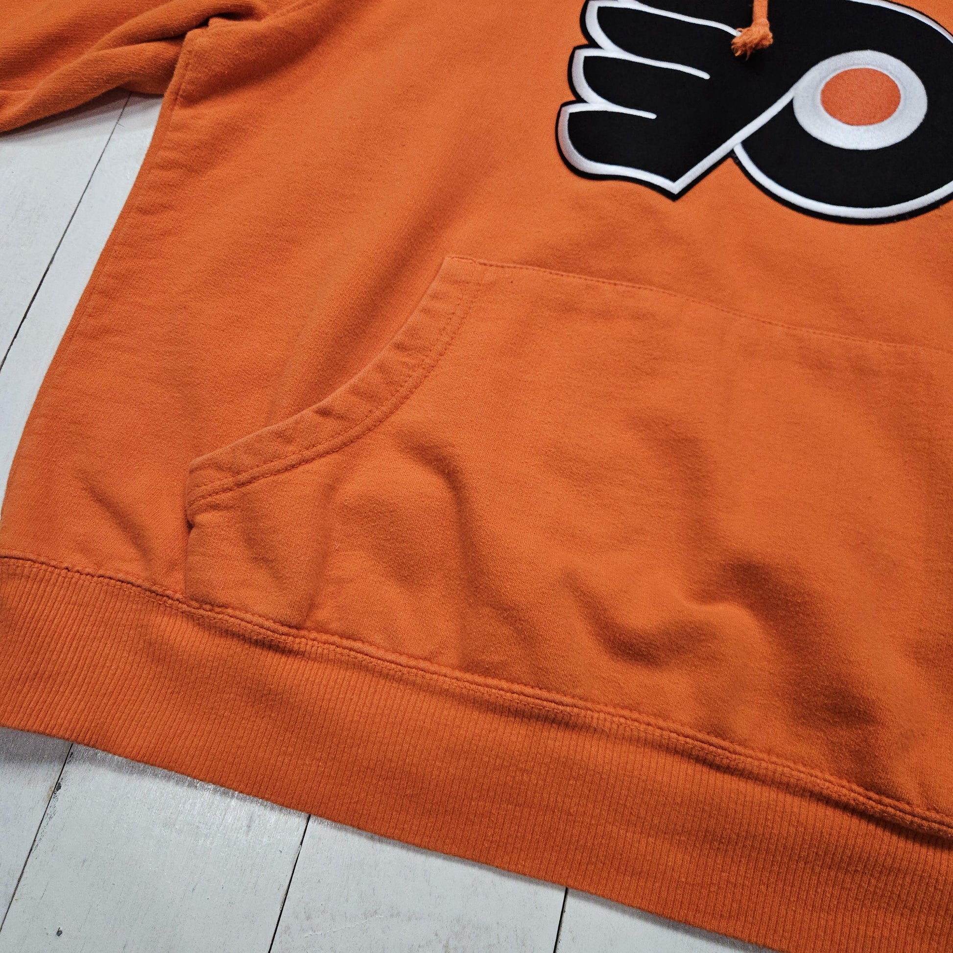 2000s Y2K Orange Philadelphia Flyers NHL Hockey Hoodie Sweatshirt Size M