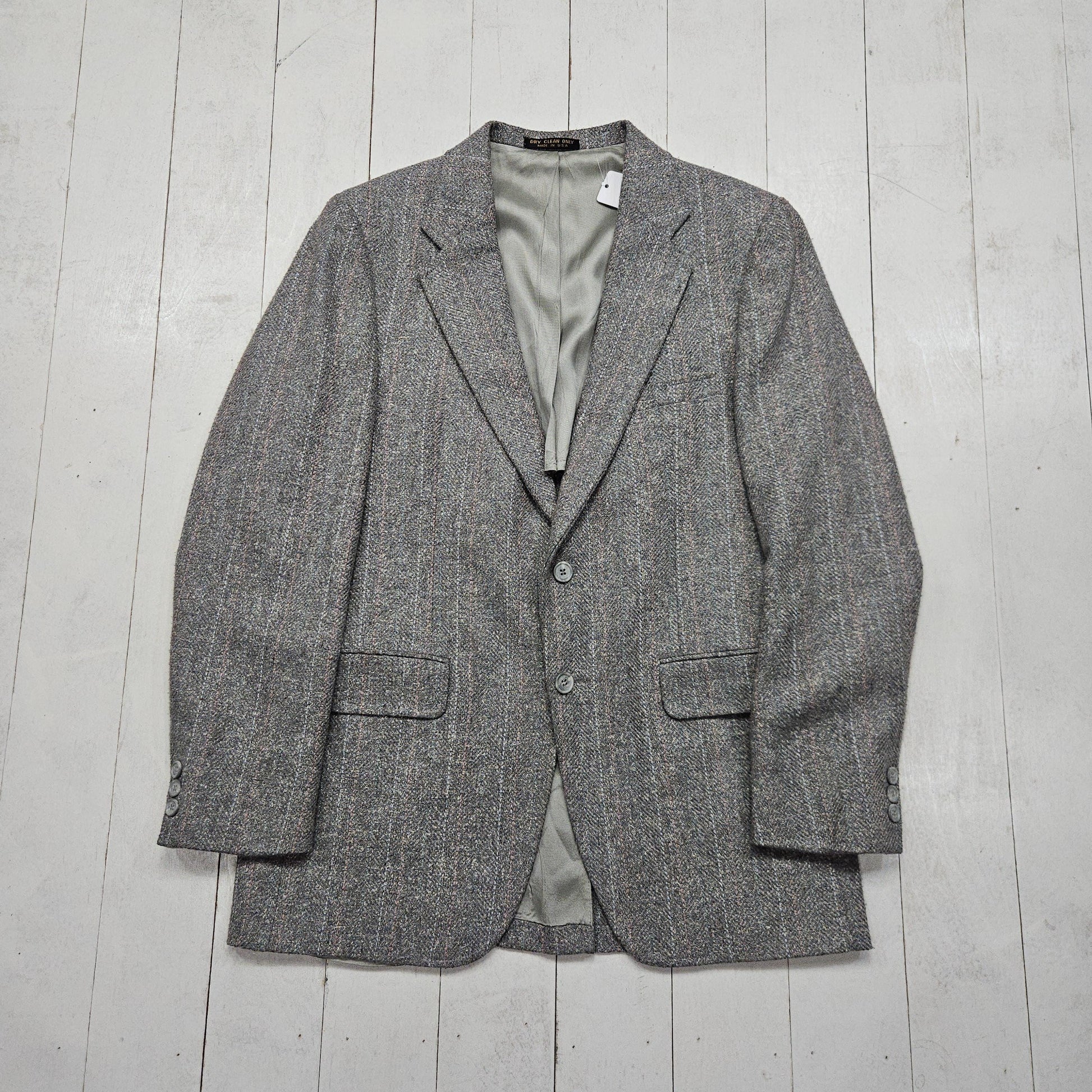 1980s/1990s Adam's Row Light Grey Tweed Blazer Jacket Size S/M