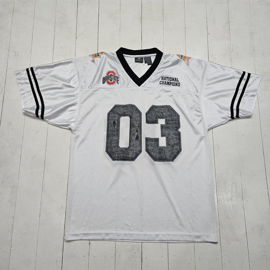 2000s 2003 Y2K Ohio State Buckeyes OSU Tostitos Fiesta Bowl National Champions Commemorative Football Jersey Size L/XL