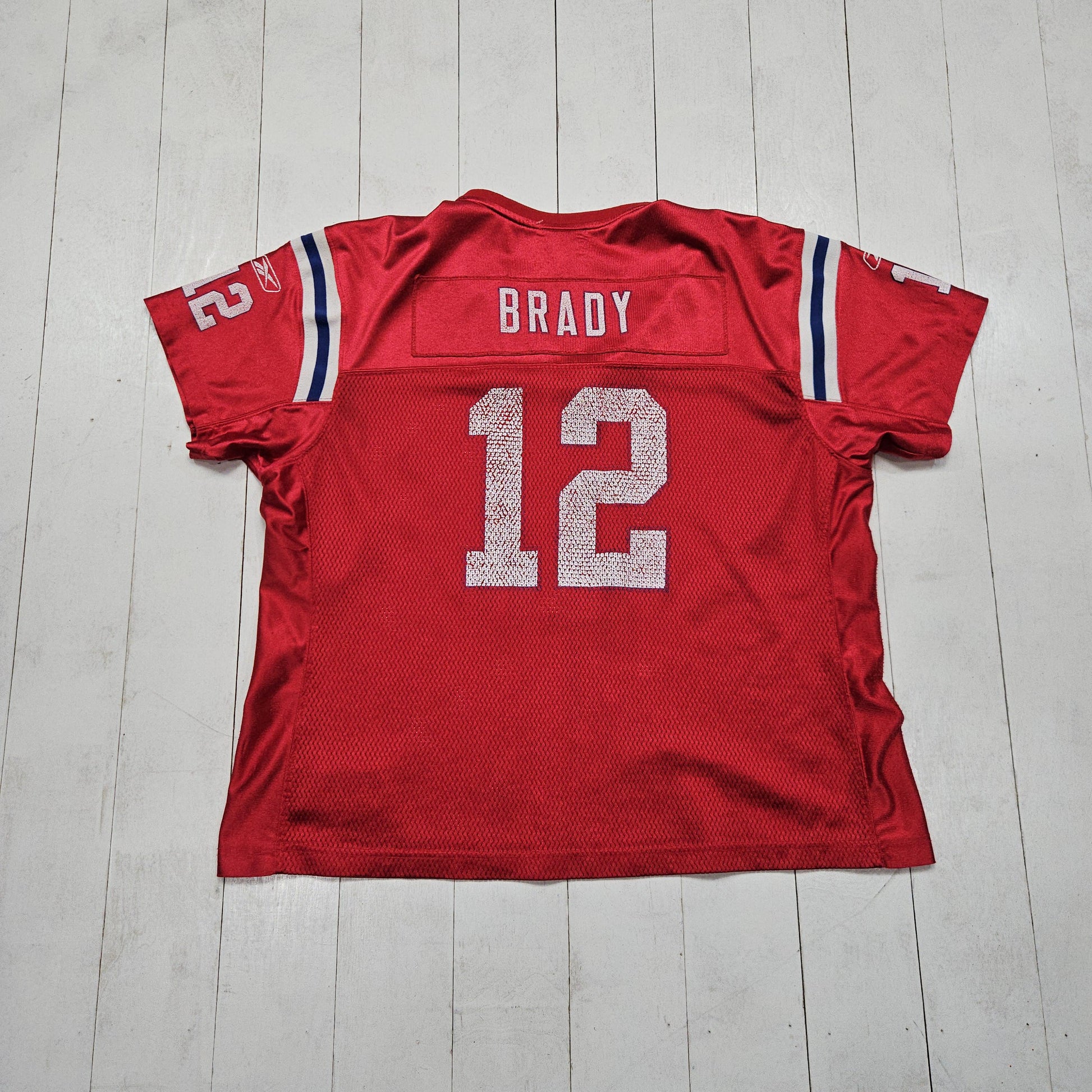 2000s Y2K Reebok New England Patriots Tom Brady 12 Red Authentic NFL Football Jersey Size M