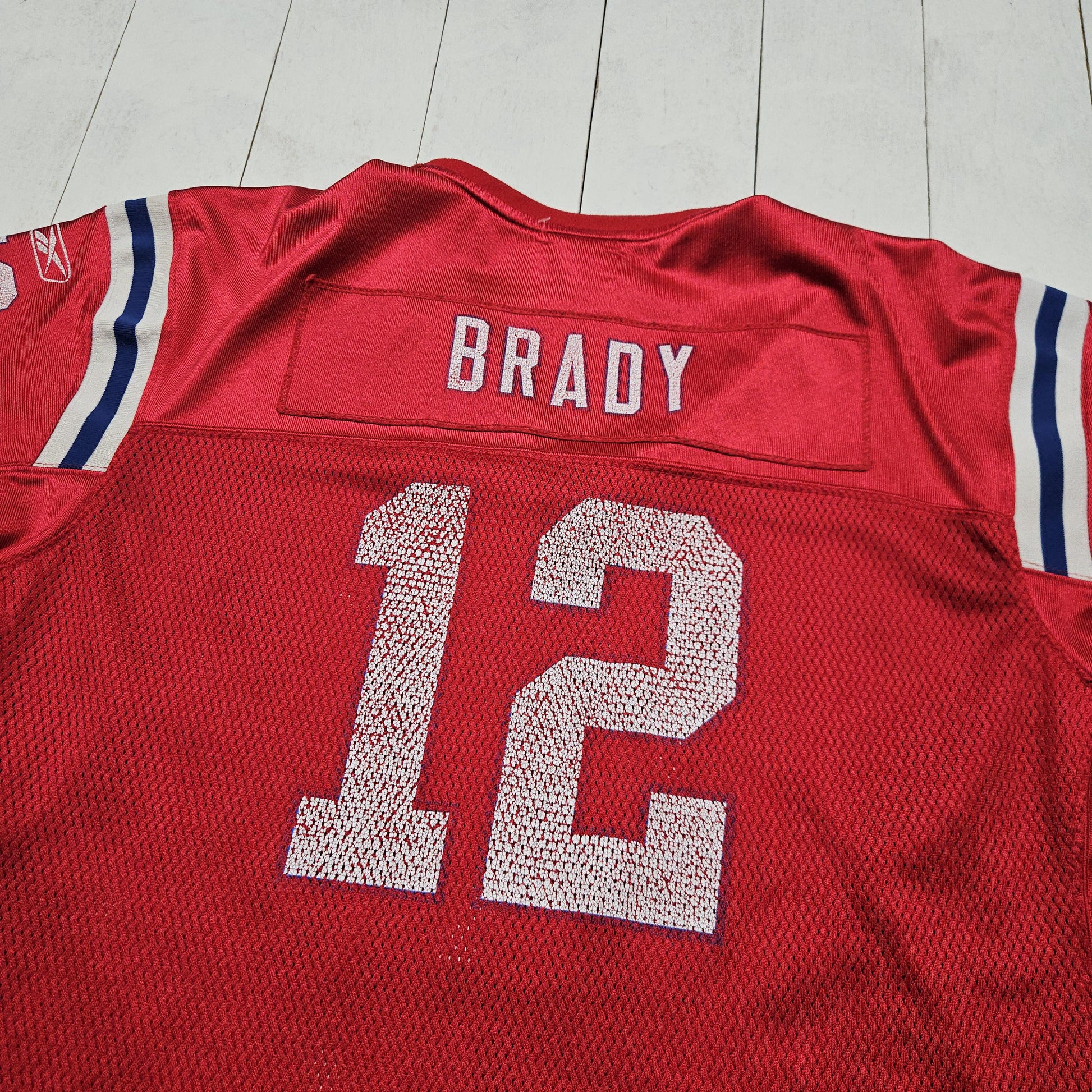 2000s Y2K Reebok New England Patriots Tom Brady 12 Red Authentic NFL Football Jersey Size M