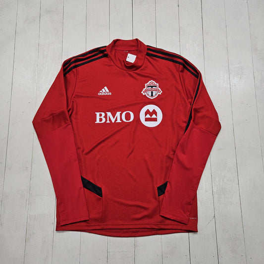 2010s Adidas Toronto FC TFC Red Warm Up Long Sleeve Authentic Football Soccer Jersey Size L/XL