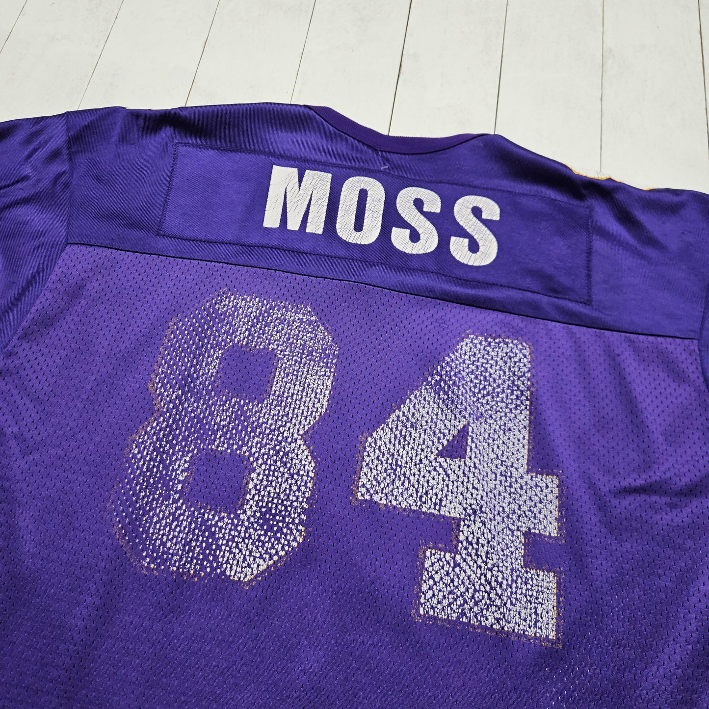 1990s/2000s Champion Minnesota Vikings Randy Moss 84 Authentic Home NFL Football Jersey Size L/XL