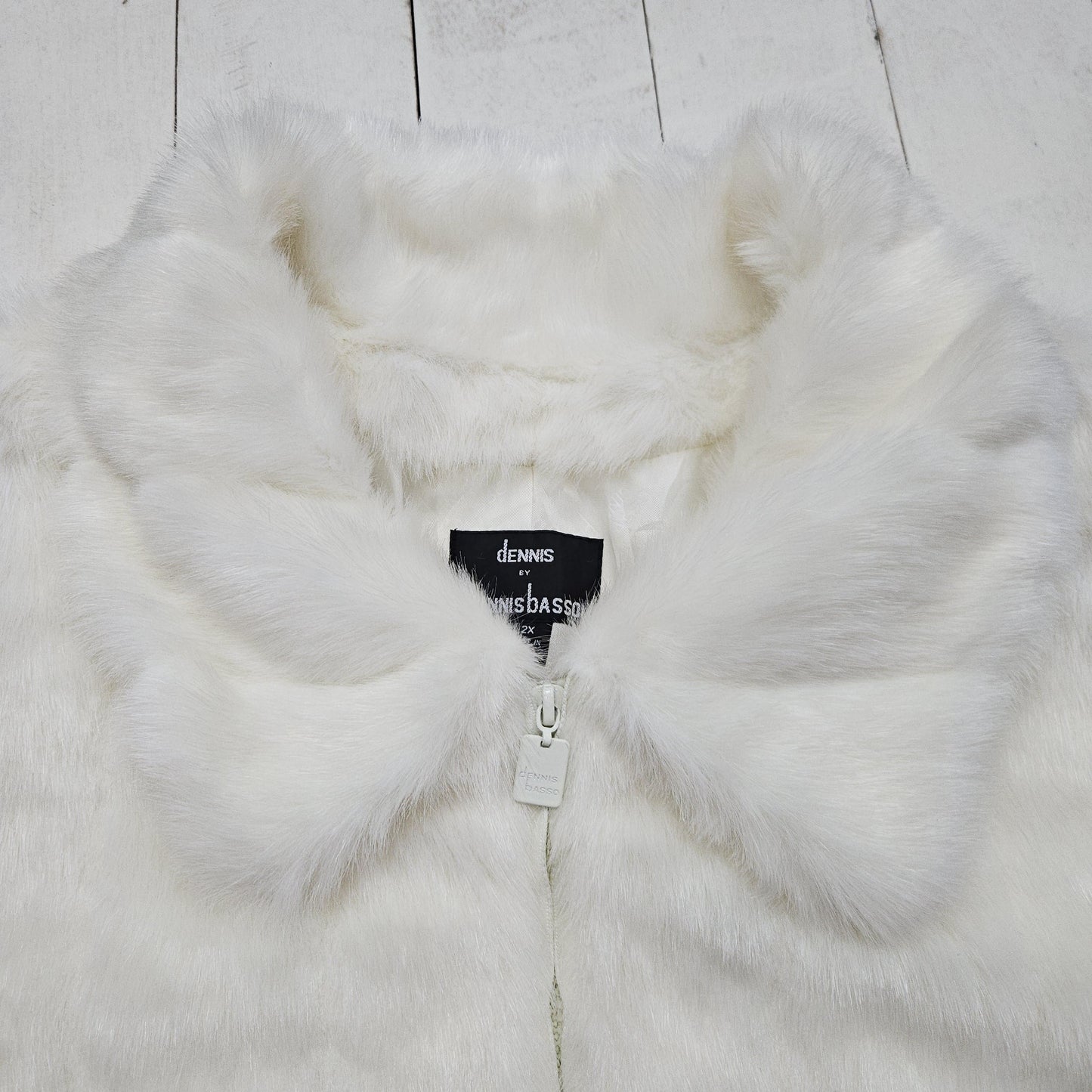 1980s/1990s Dennis Basso White Faux Fur Coat Jacket Women's Size 3XL+